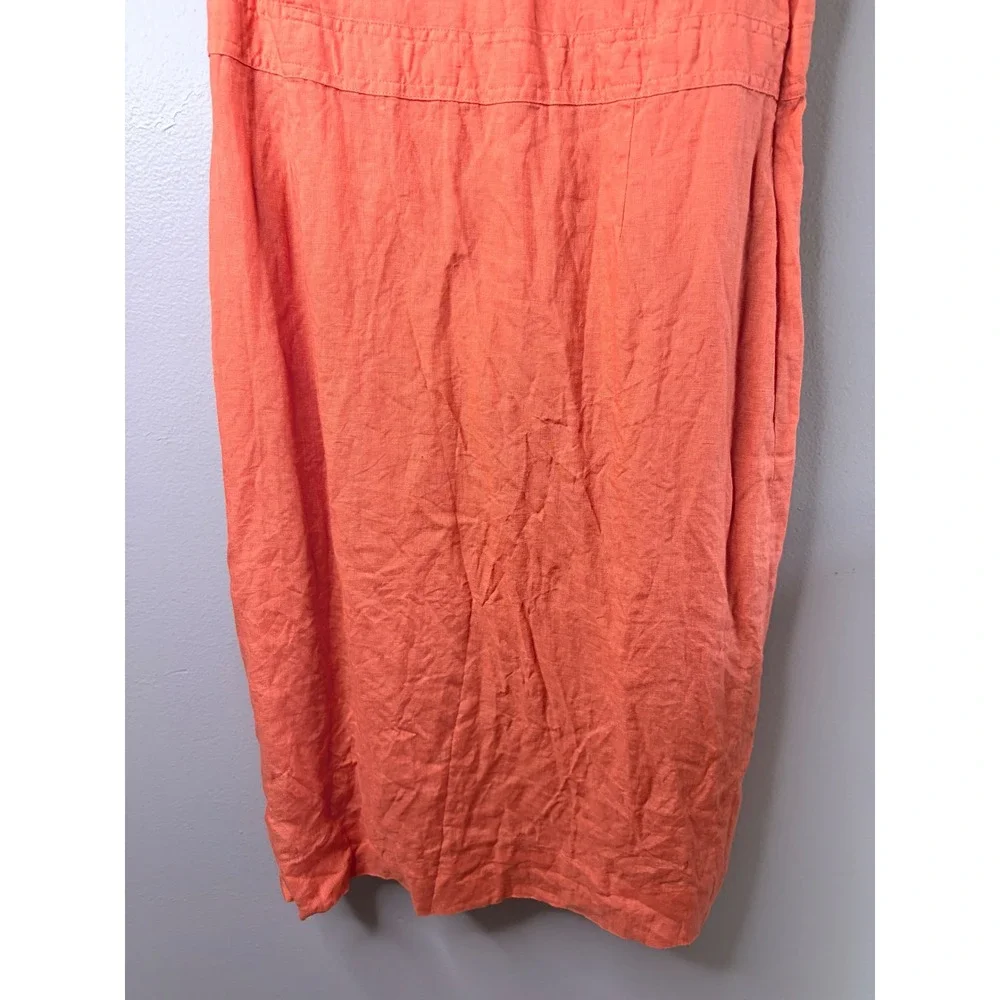 Brooks Brothers Womens 100% Linen Sheath Dress Coral Pink Sleeveless Size 10 - Picture 4 of 9
